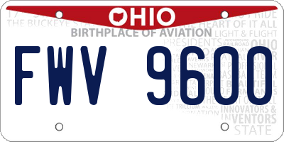 OH license plate FWV9600