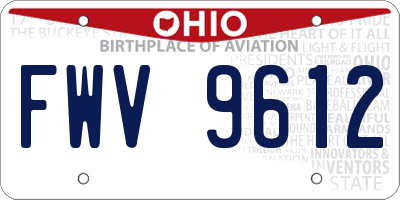 OH license plate FWV9612
