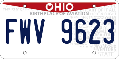 OH license plate FWV9623