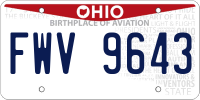 OH license plate FWV9643