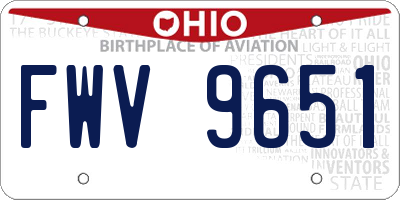 OH license plate FWV9651