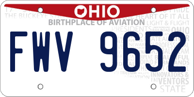OH license plate FWV9652