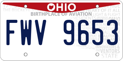 OH license plate FWV9653