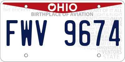 OH license plate FWV9674