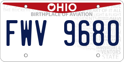 OH license plate FWV9680