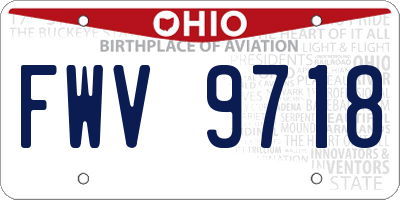 OH license plate FWV9718