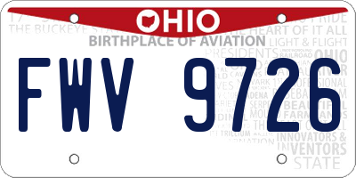 OH license plate FWV9726