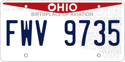 OH license plate FWV9735