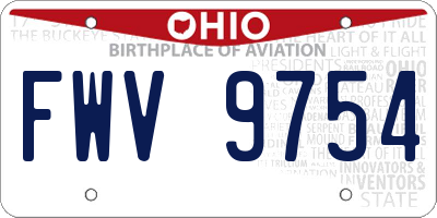 OH license plate FWV9754