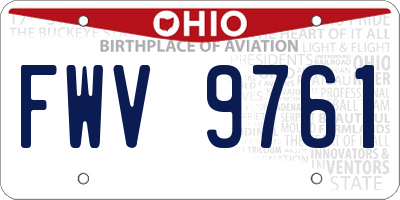 OH license plate FWV9761