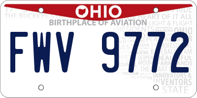 OH license plate FWV9772