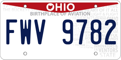 OH license plate FWV9782