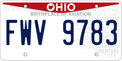 OH license plate FWV9783