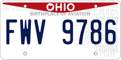 OH license plate FWV9786