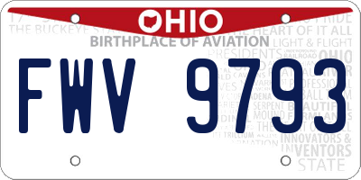 OH license plate FWV9793