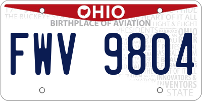 OH license plate FWV9804
