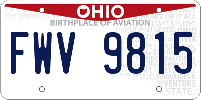 OH license plate FWV9815