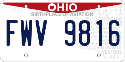 OH license plate FWV9816