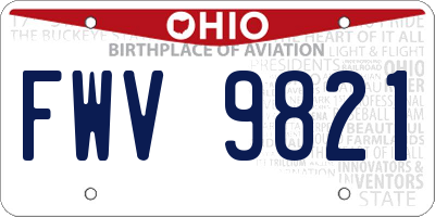 OH license plate FWV9821