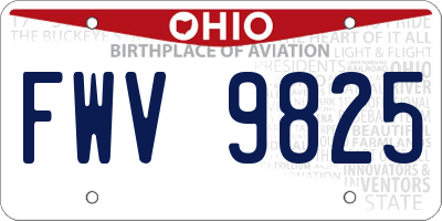 OH license plate FWV9825