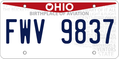 OH license plate FWV9837