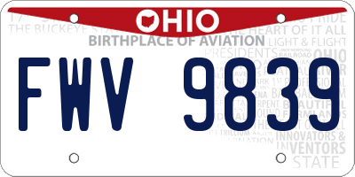OH license plate FWV9839