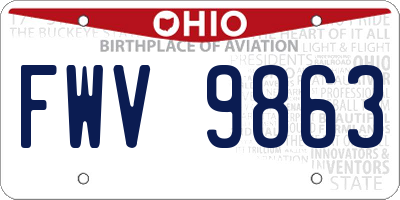 OH license plate FWV9863