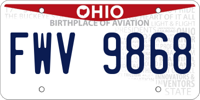 OH license plate FWV9868