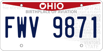 OH license plate FWV9871