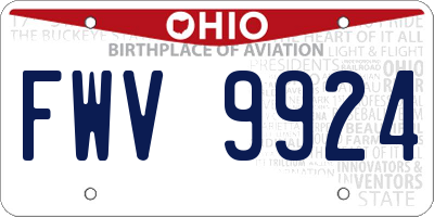 OH license plate FWV9924