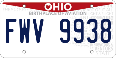 OH license plate FWV9938