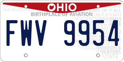 OH license plate FWV9954