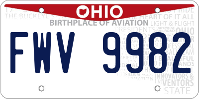 OH license plate FWV9982