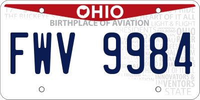 OH license plate FWV9984