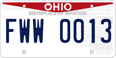 OH license plate FWW0013