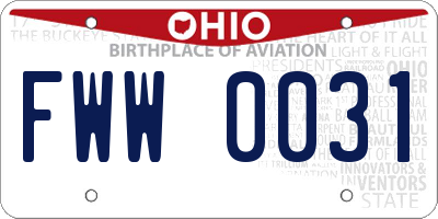 OH license plate FWW0031