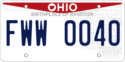 OH license plate FWW0040