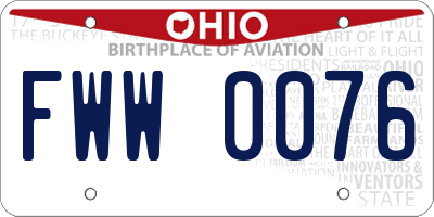 OH license plate FWW0076