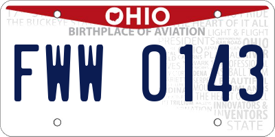 OH license plate FWW0143
