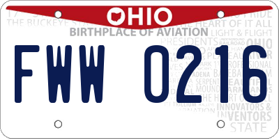 OH license plate FWW0216