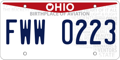 OH license plate FWW0223