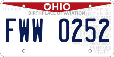 OH license plate FWW0252