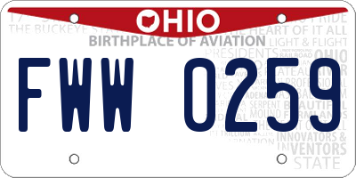 OH license plate FWW0259