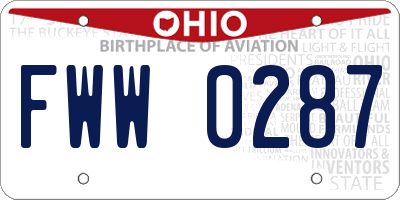 OH license plate FWW0287