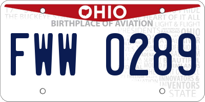 OH license plate FWW0289