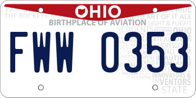 OH license plate FWW0353
