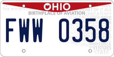 OH license plate FWW0358