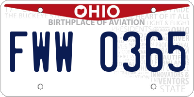 OH license plate FWW0365