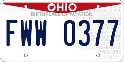 OH license plate FWW0377