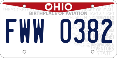 OH license plate FWW0382
